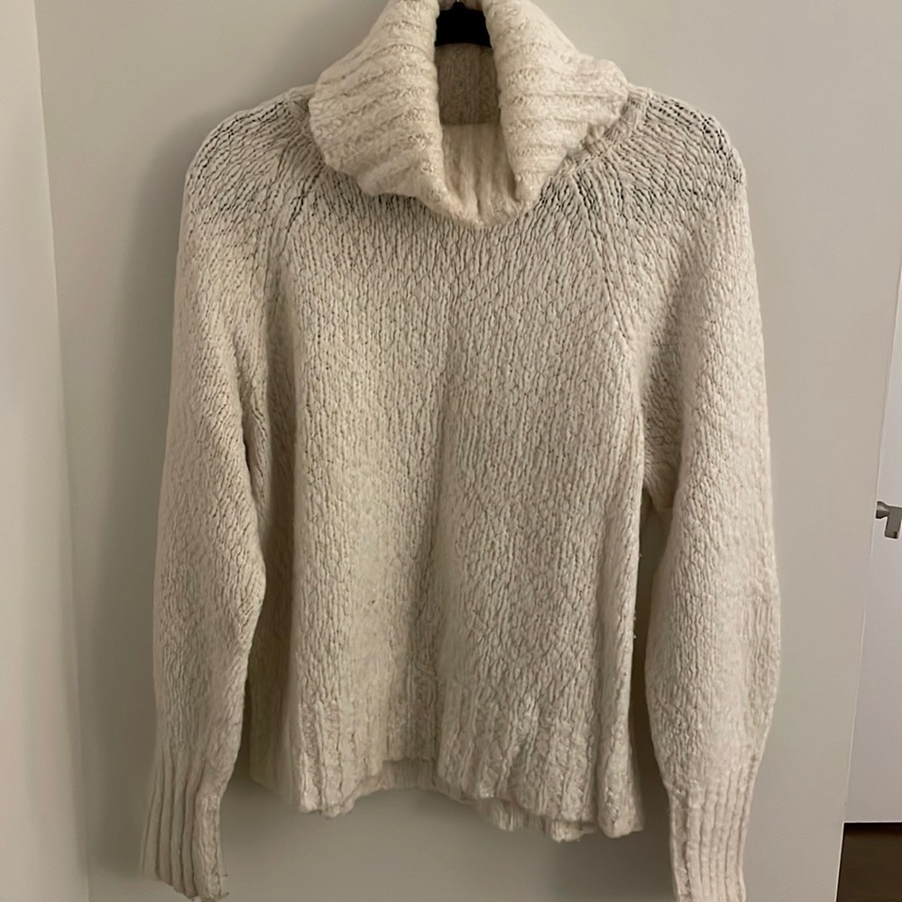 JCREW Turtleneck Sweater, Medium, White/Cream